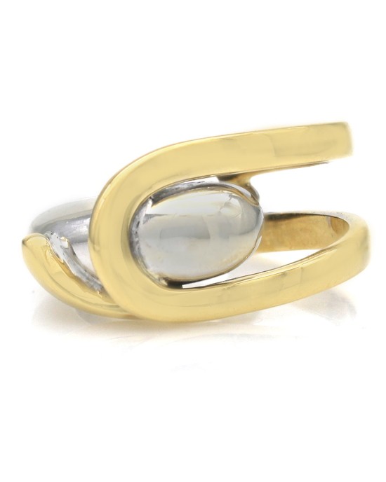 Two Tone Contemporary Crossover Ring